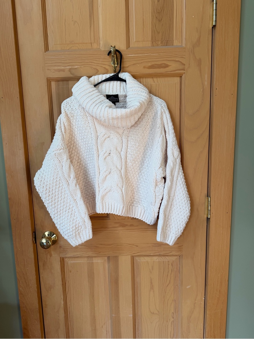 Angie Cream Cable Cropped Turtleneck Sweater